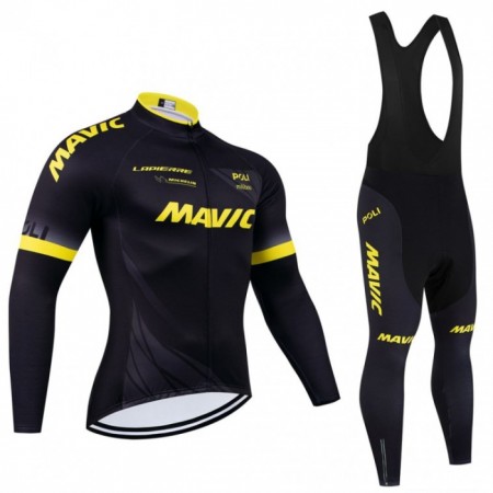 Set Fietsshirt Lange Mouw + Lange Koersbroek 2024 Mavic Zwart